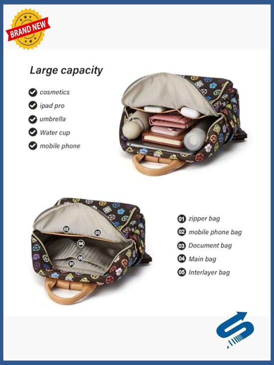Mini Backpack Purse for Women, Travel Daypack Handbag Casual Backpack 2pcs Set